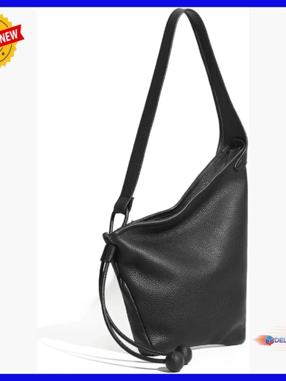 Genuine Leather Hobo Tote Bag with Adjustable Crossbody Strap